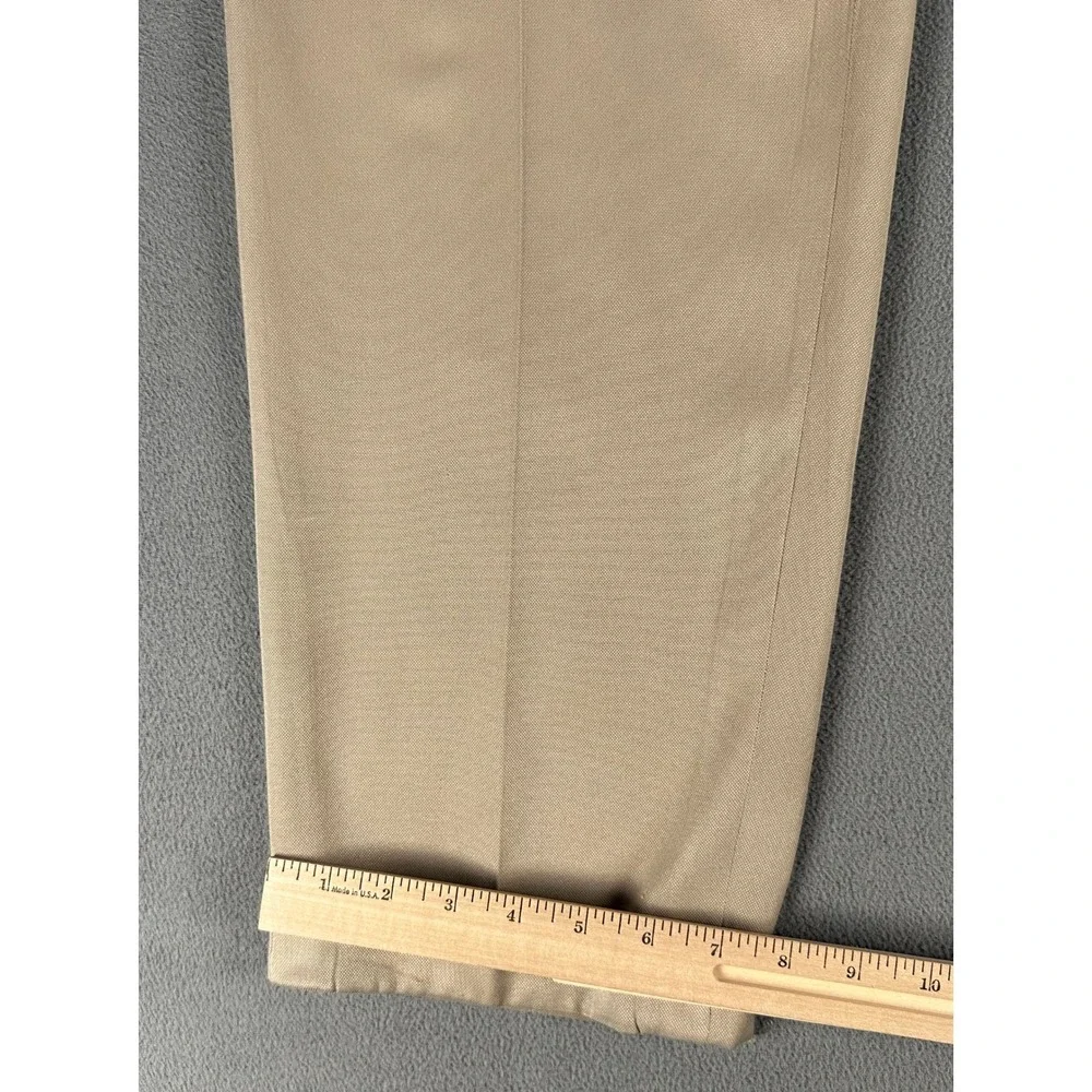 Polo Ralph Lauren Pants Slacks 36x32 Beige Pleated Cuffed Polyester Old Money